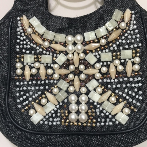 NICOLE Lee Collection beaded fabric tweed handbag - Picture 2 of 10